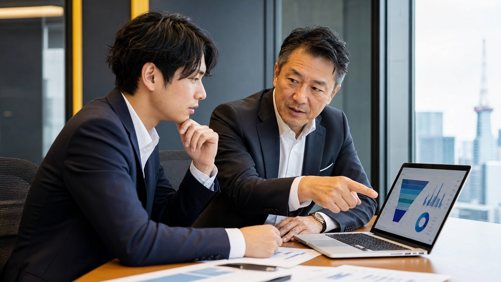 代表直下で提案内容をレビューするOJT風景の写真